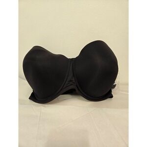 Meleneca Strapless Underwire Bra Black Lace Trim Padded Cup‎ Adjustable Size 36G